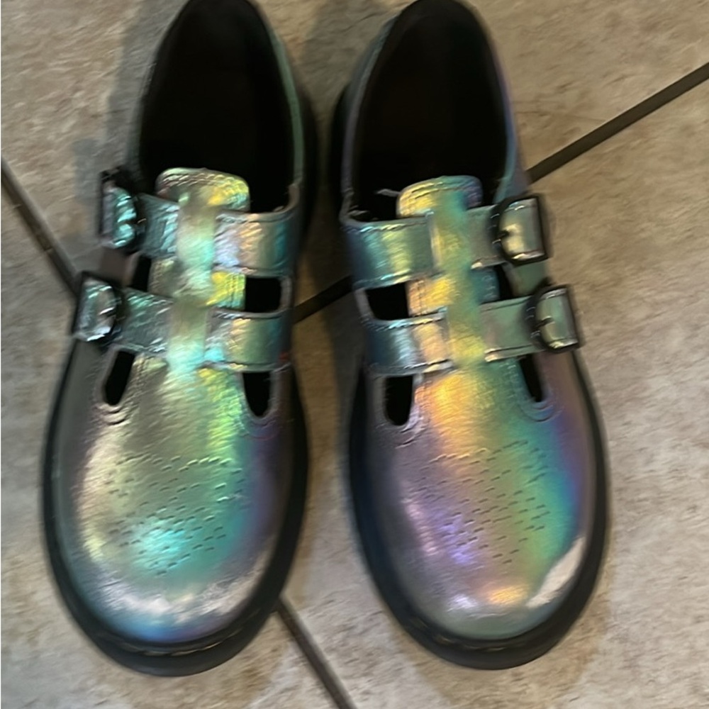 Dr. Martens Iridescent Kids Dress Shoes with Buckles
